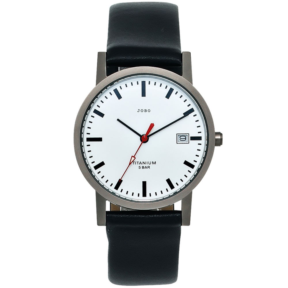 JOBO Damen Armbanduhr Quarz Analog Titan Leder Datum Damenuhr