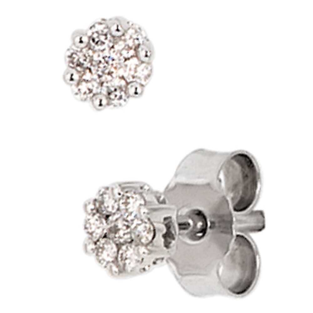 Ohrstecker 585 Weißgold 14 Diamanten Brillanten 0,15ct. Ohrringe