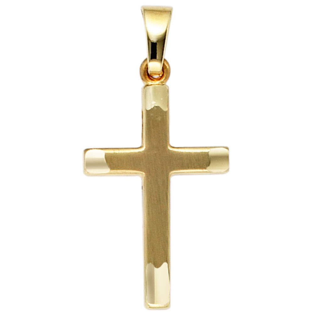 Anhänger Kreuz 333 Gelbgold mattiert Kreuzanhänger Goldkreuz