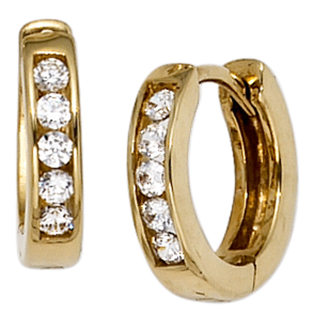 Creolen rund 333 Gelbgold 10 Zirkonia Ohrringe Goldohrringe Goldcreolen