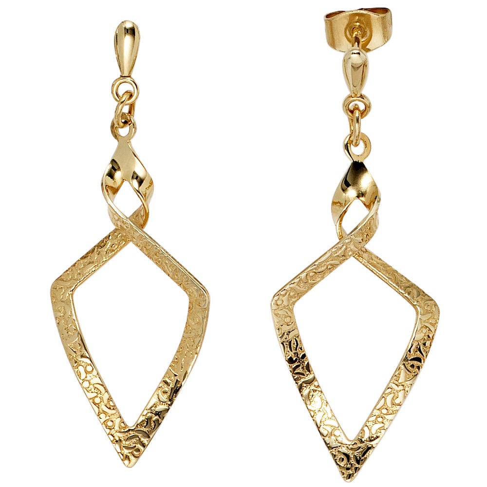 Ohrhänger eckig spitz 375 Gelbgold Ohrringe Ohrstecker