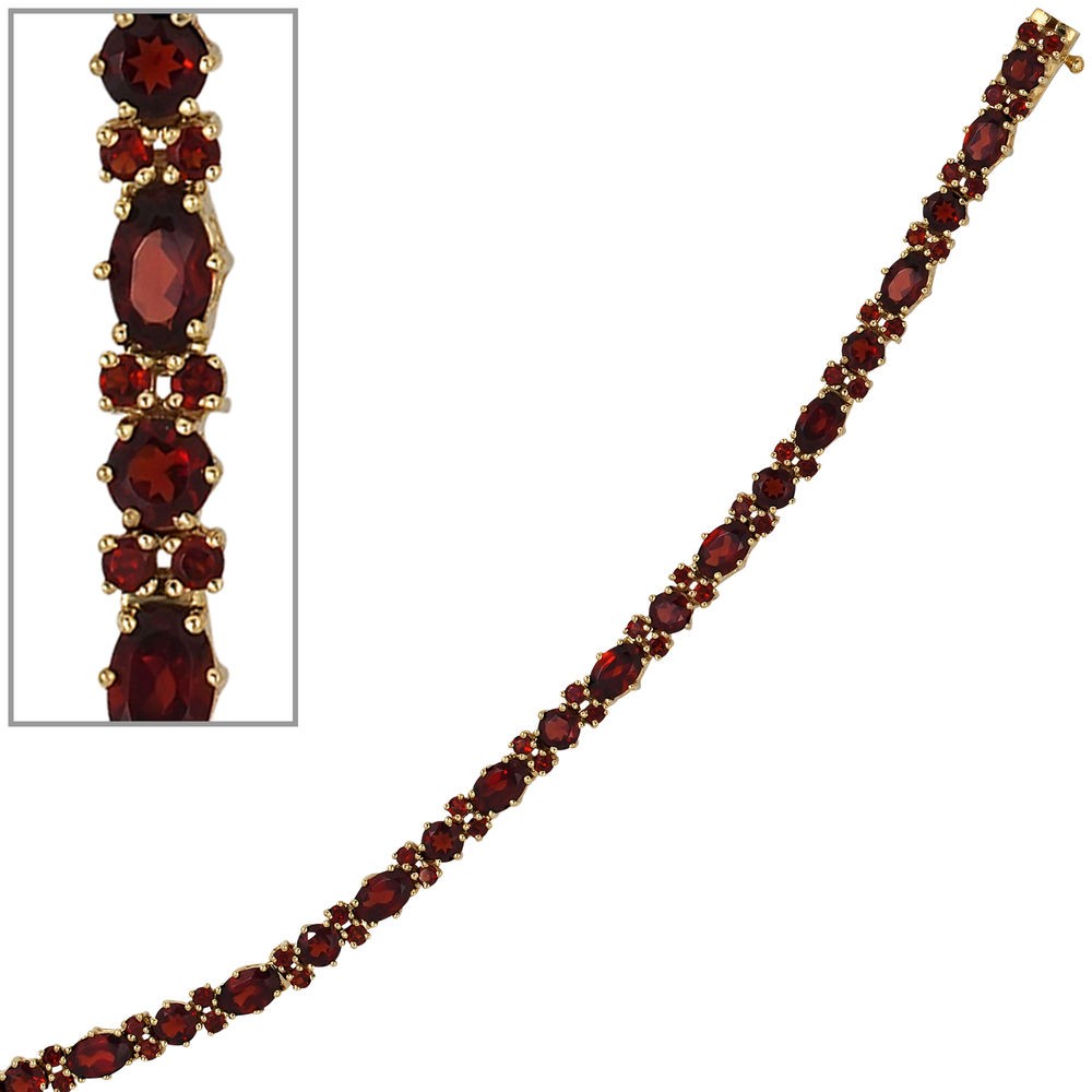 Armband 333 Gelbgold und 72 Granate rot 19cm Goldarmband