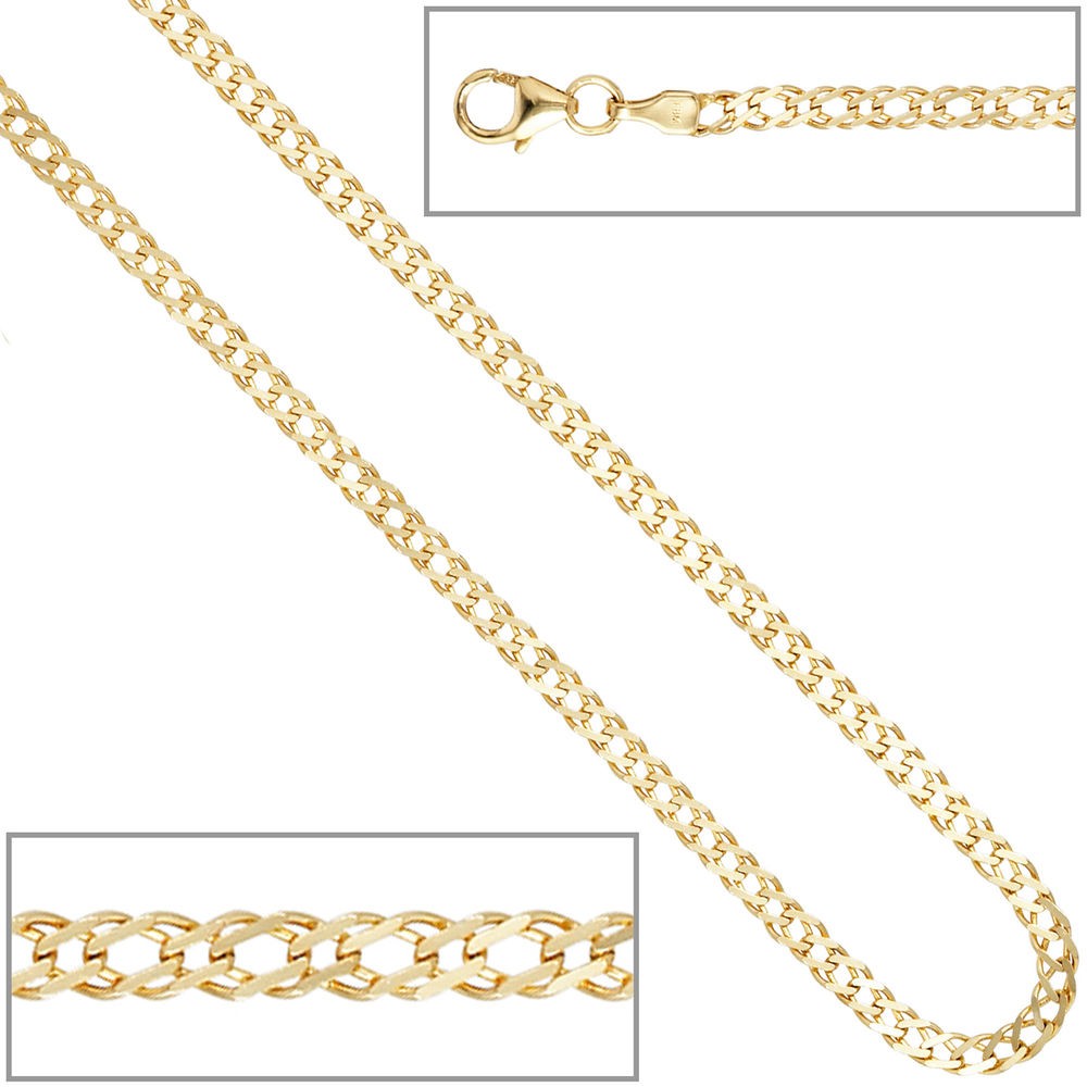 Zwillings-Panzerkette 333 Gelbgold 2,7mm 50cm Gold Kette Halskette Goldkette