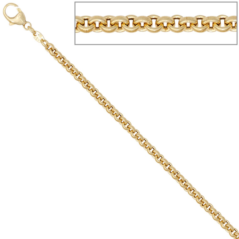 Erbskette 585 Gelbgold 3,4mm 80cm Gold Kette Halskette Goldkette Karabiner