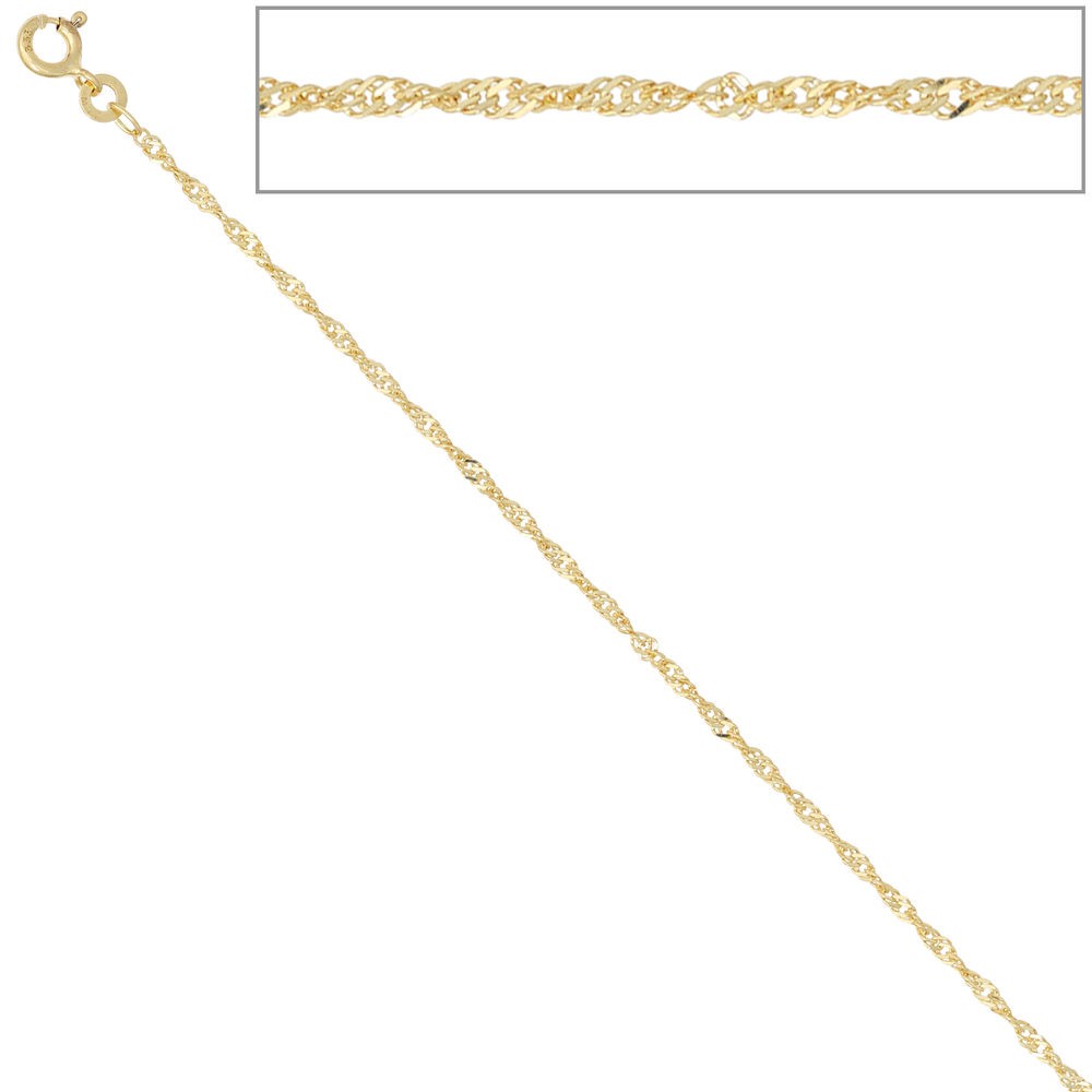Singapurkette 585 Gelbgold 1,8mm 50cm Gold Kette Halskette Goldkette Federring