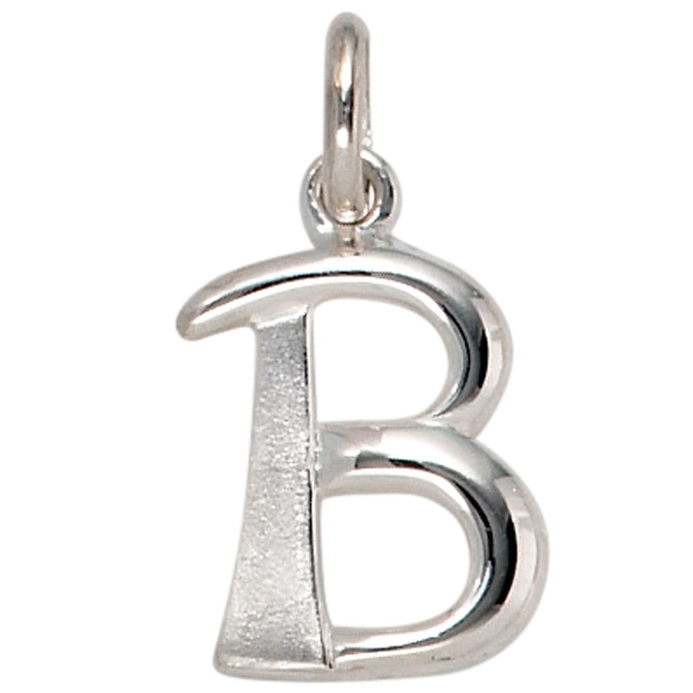 Anhänger Buchstabe B 925 Sterling Silber matt Buchstabenanhänger