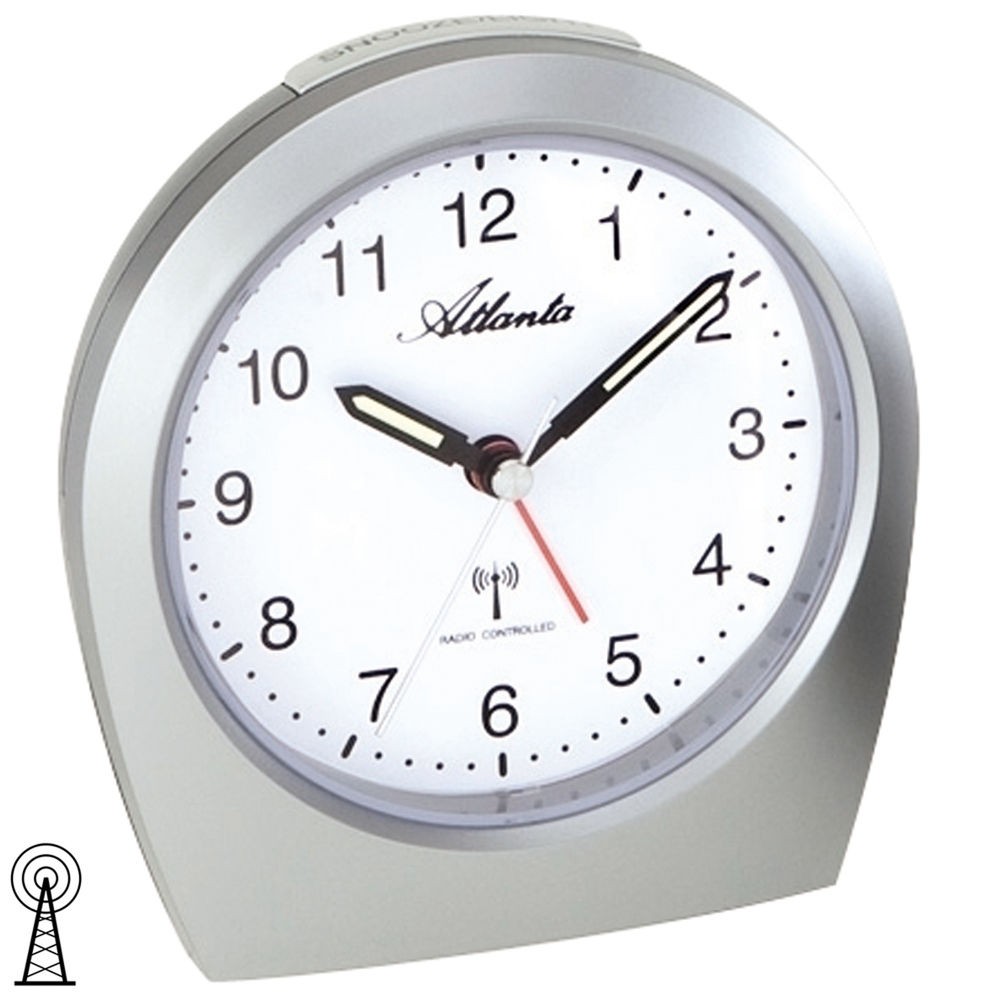 Wecker Funkwecker Funk silbern Licht Snooze leise ohne Ticken