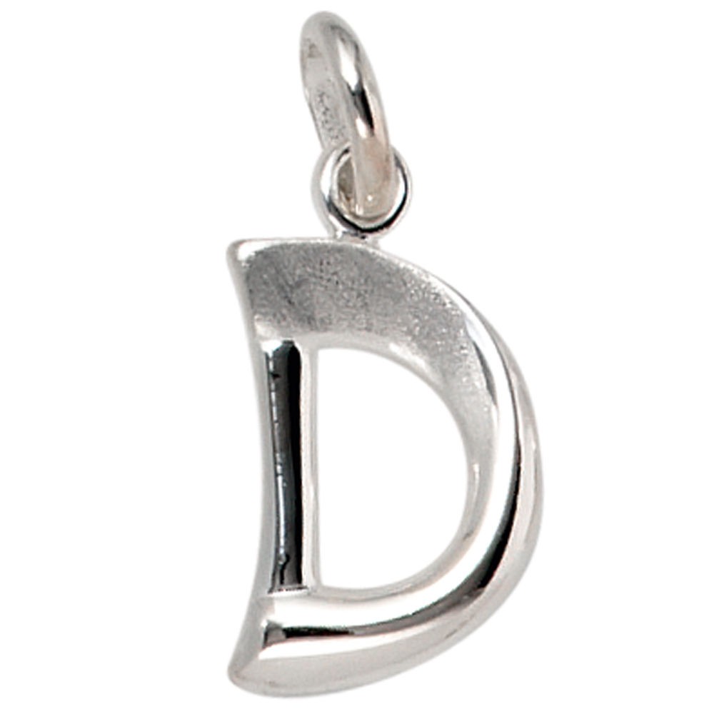 Anhänger Buchstabe D 925 Sterling Silber matt Buchstabenanhänger