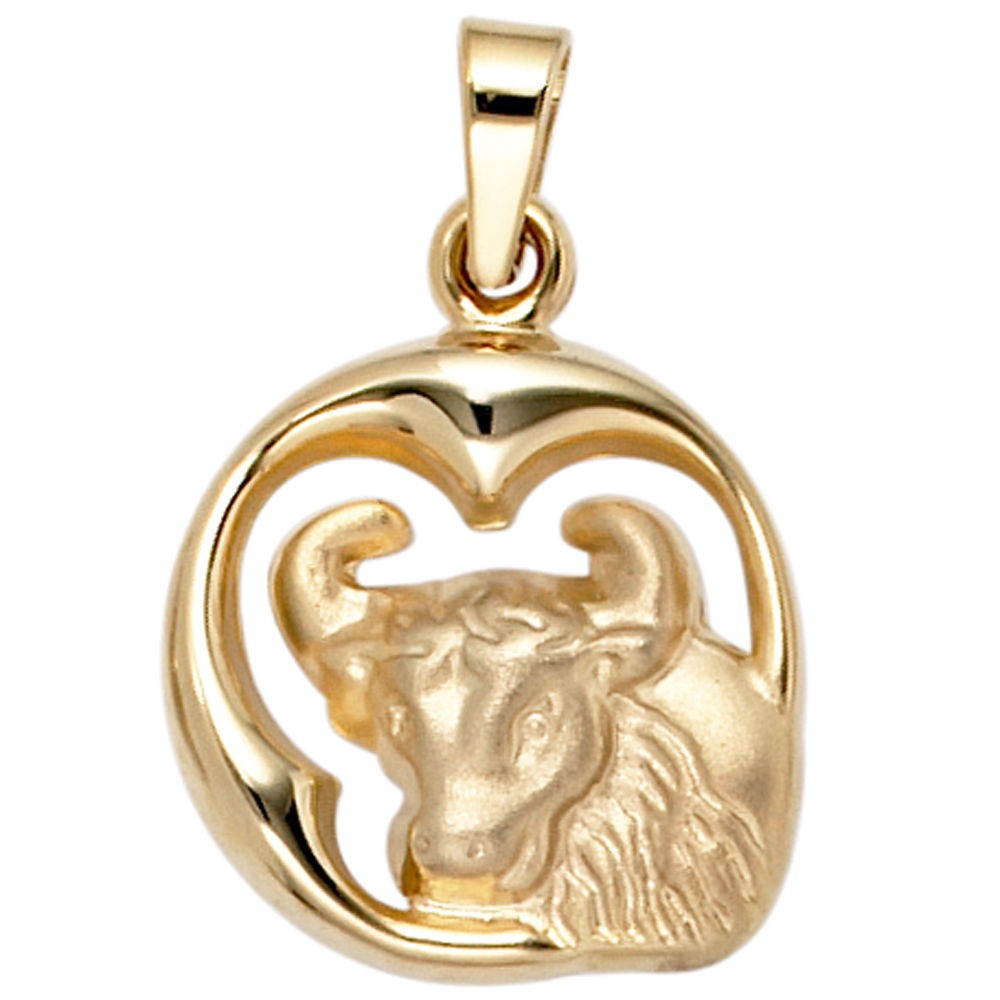 Anhänger Sternzeichen Stier 375 Gelbgold matt Sternzeichenanhänger