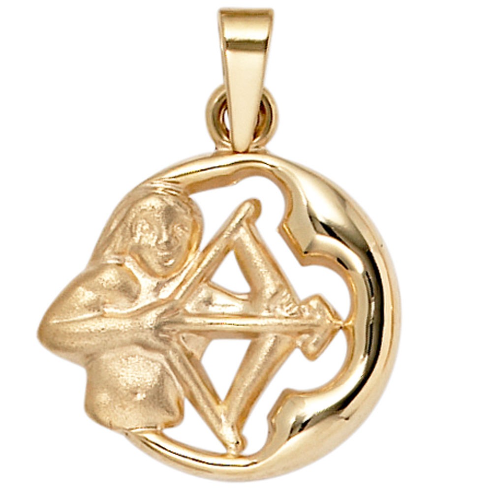 Anhänger Sternzeichen Schütze 375 Gelbgold matt Sternzeichenanhänger