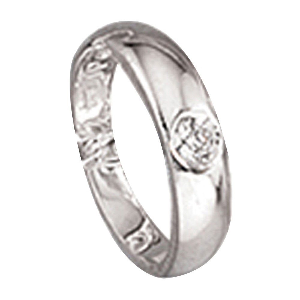 Kinder Taufring 925 Sterling Silber rhodiniert 1 Zirkonia Taufanhänger