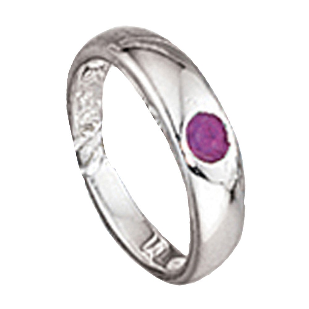 Kinder Taufring 925 Sterling Silber rhodiniert 1 Rubin rot Taufanhänger