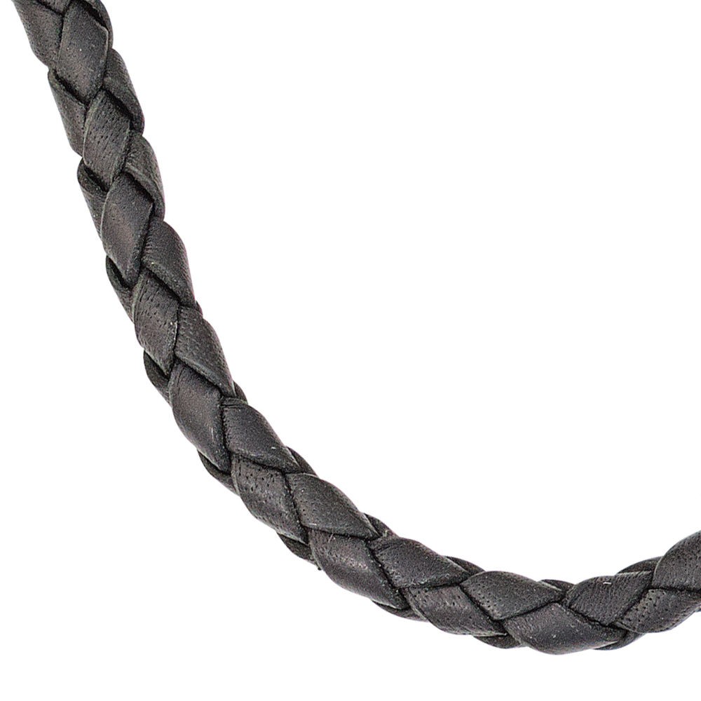 Leder Halskette Kette Schnur schwarz 60cm Karabiner 925 Silber