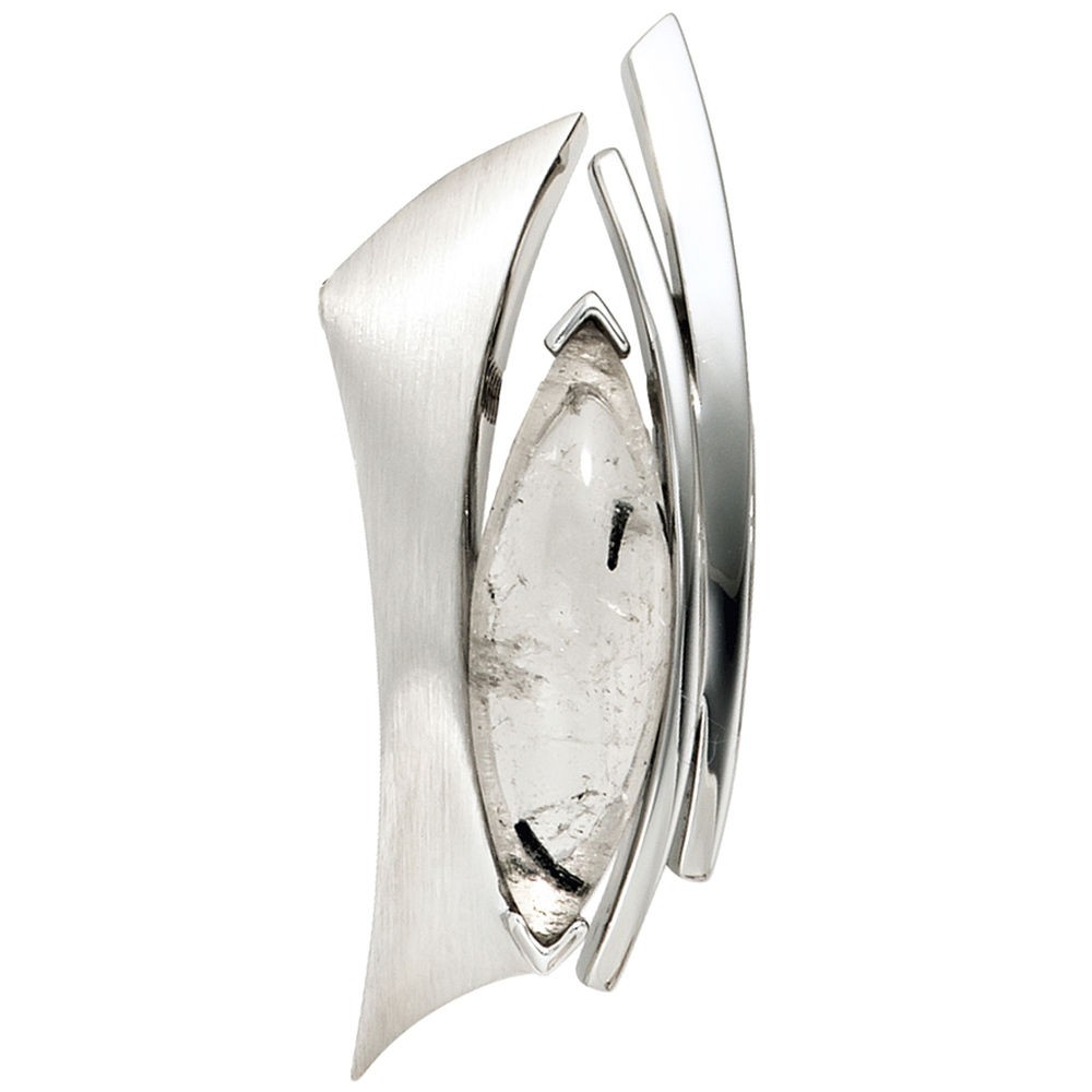 Anhänger 925 Sterling Silber rhodiniert mattiert 1 Turmalinquarz