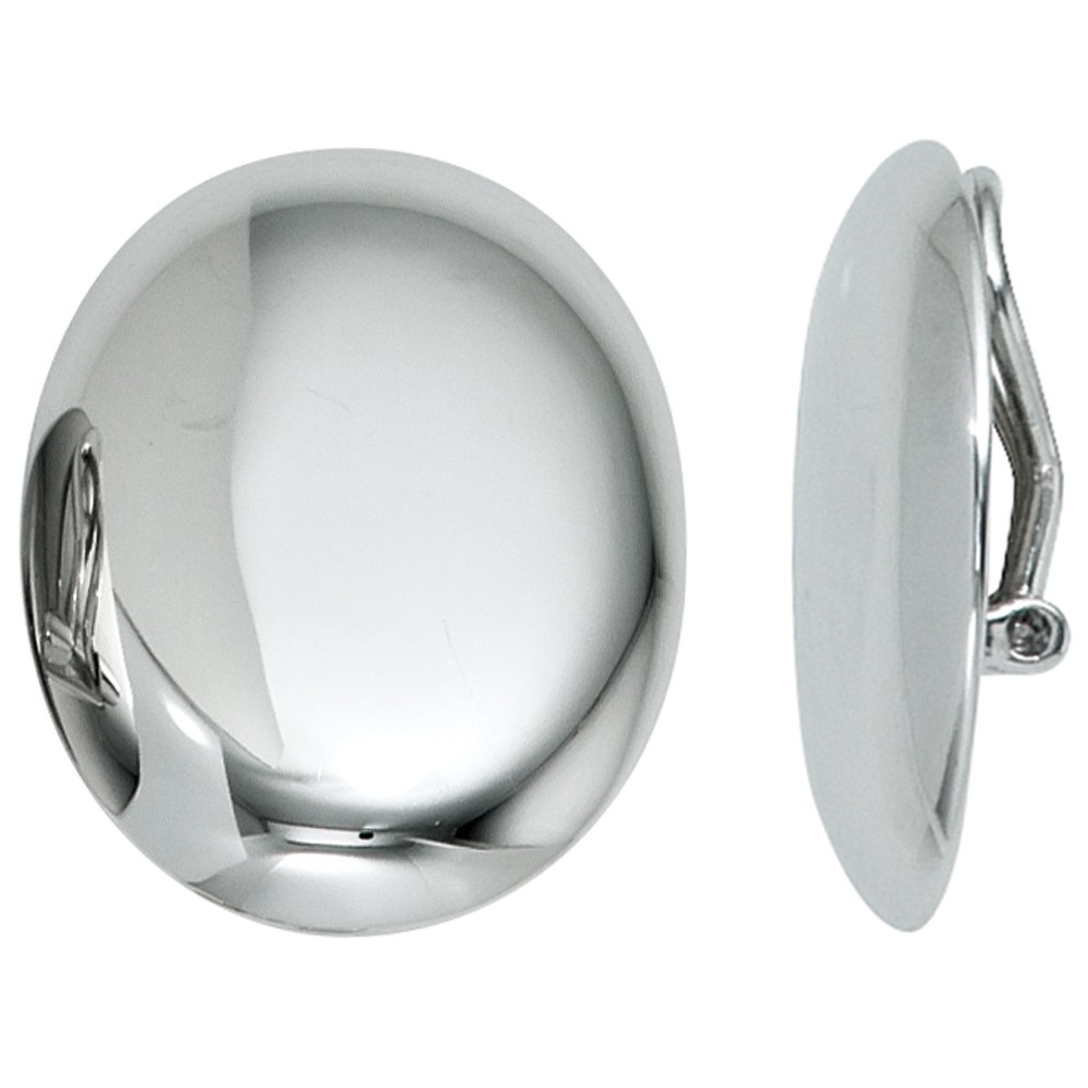 Ohrclips oval 925 Sterlingsilber rhodiniert Ohrringe