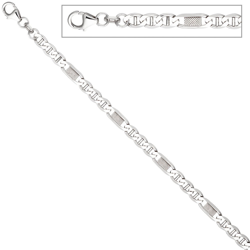 Panzer-Steg-Armband 925 Sterling Silber 21cm Karabiner Silberarmband