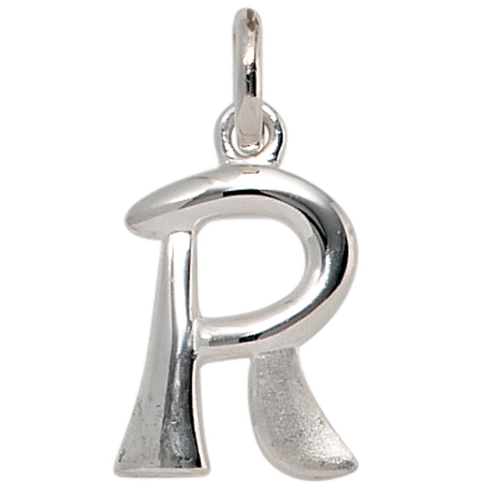 Anhänger Buchstabe R 925 Sterling Silber matt Buchstabenanhänger