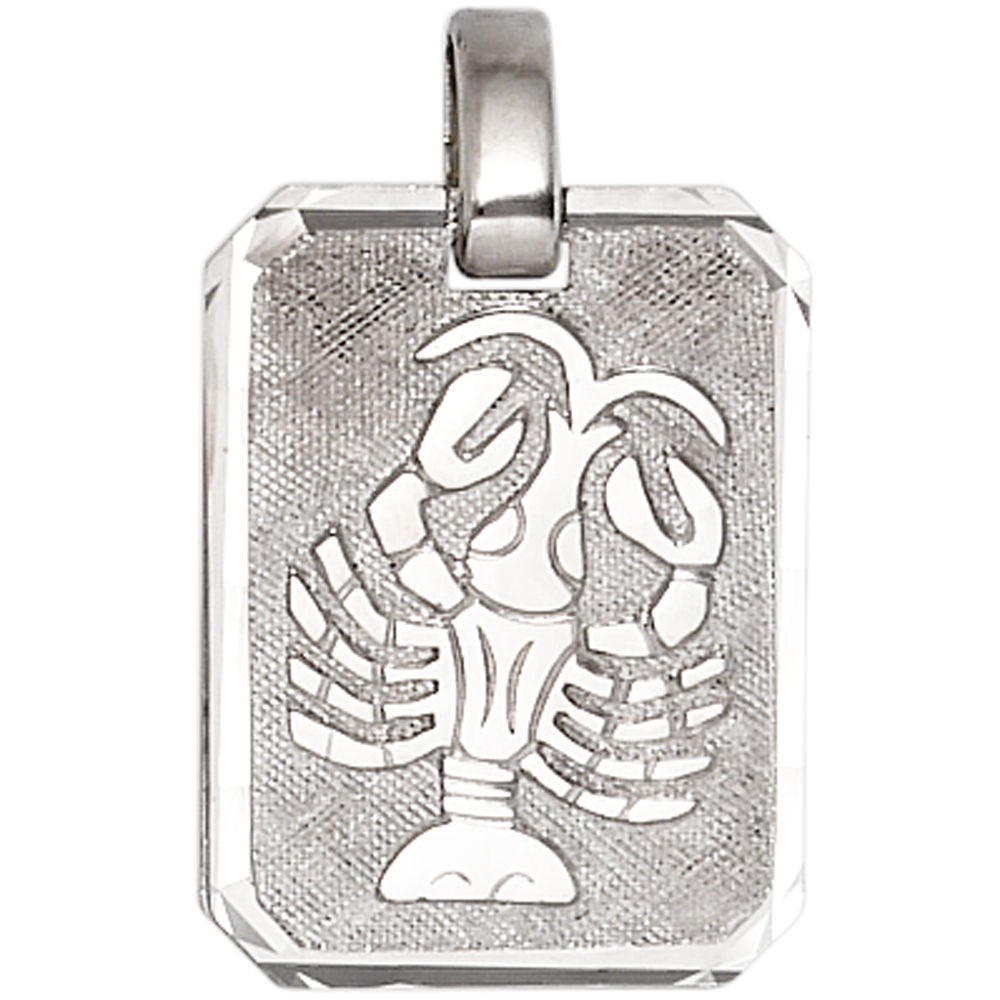 Anhänger Sternzeichen Krebs 925 Sterling Silber matt Sternzeichenanhänger Viereck