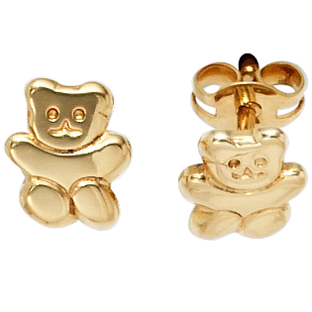 Kinder Ohrstecker Teddy 333 Gelbgold Ohrringe Kinderohrringe
