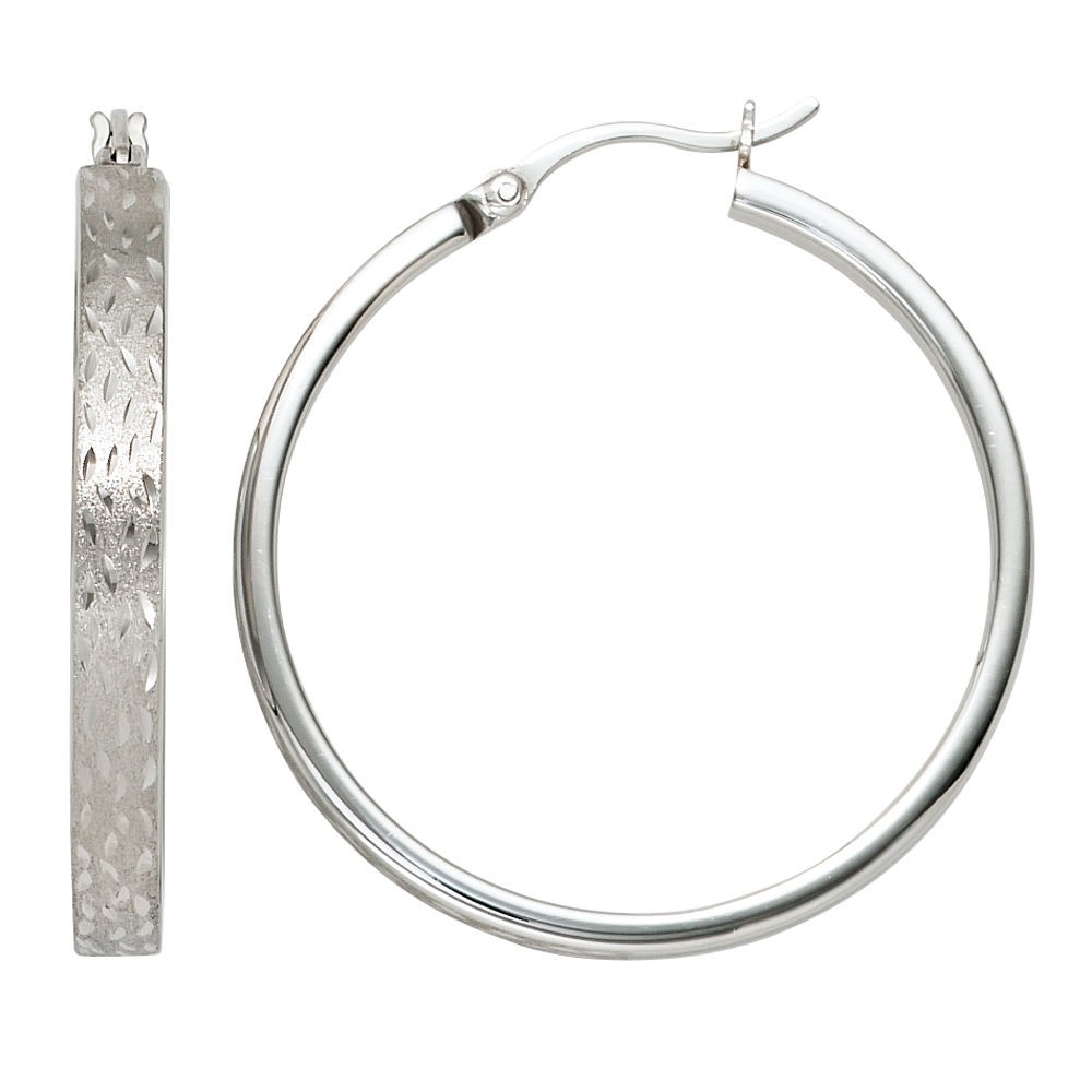 Creolen rund 925 Sterling Silber mattiert Ohrringe Silberohrringe Silbercreolen