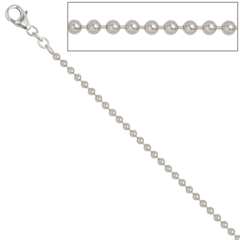 Kugelkette 925 Silber 2,5mm 60cm Halskette Kette Silberkette Karabiner