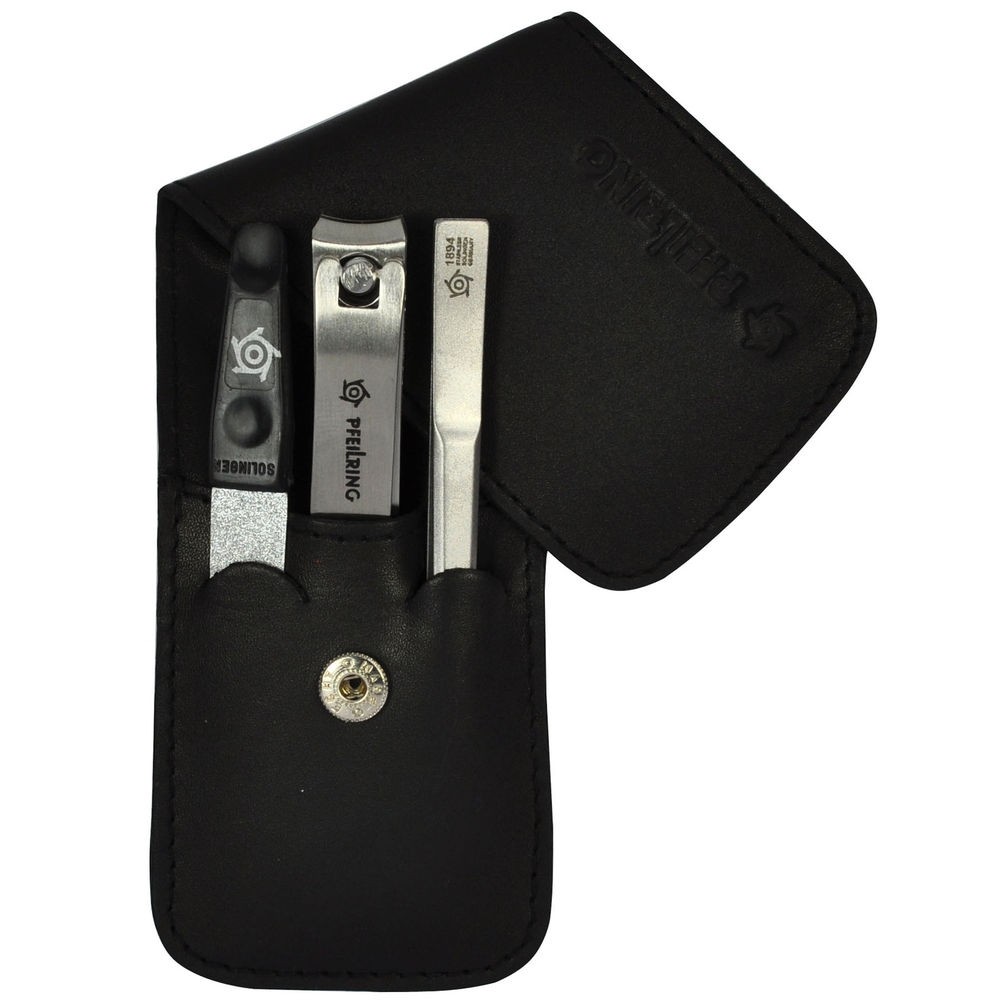 Pfeilring Maniküretui, Rindleder schwarz, 3-teilige Bestückung