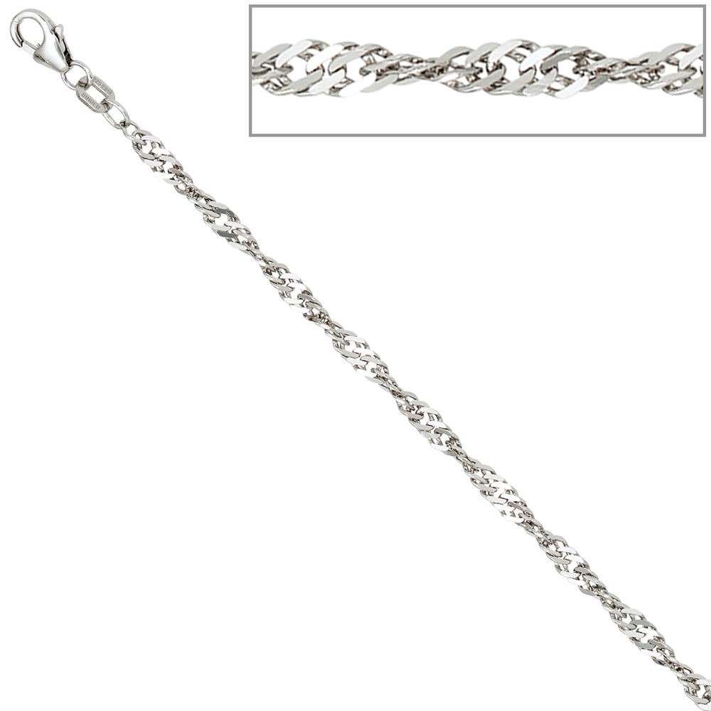 Singapurkette 925 Silber 2,9mm 50cm Halskette Kette Silberkette Karabiner