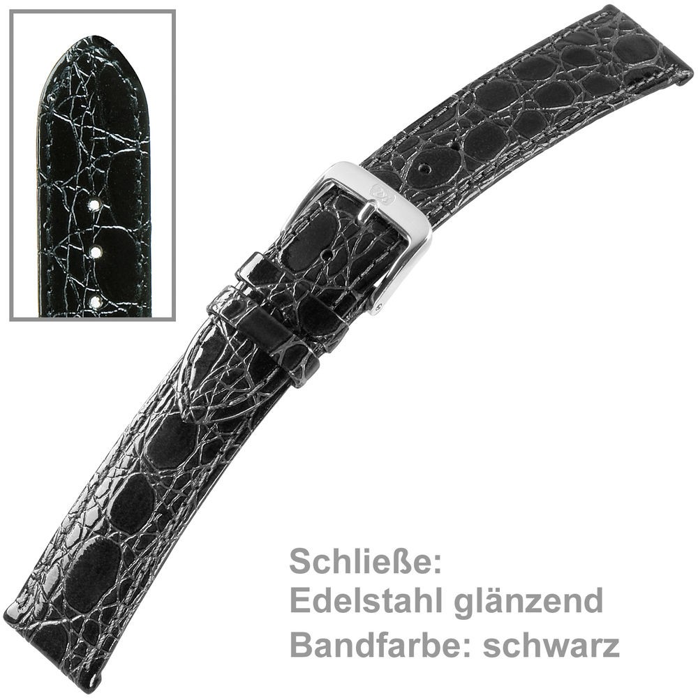 Uhrenarmband Men 18mm Kalbleder mit Krokoprägung XL
