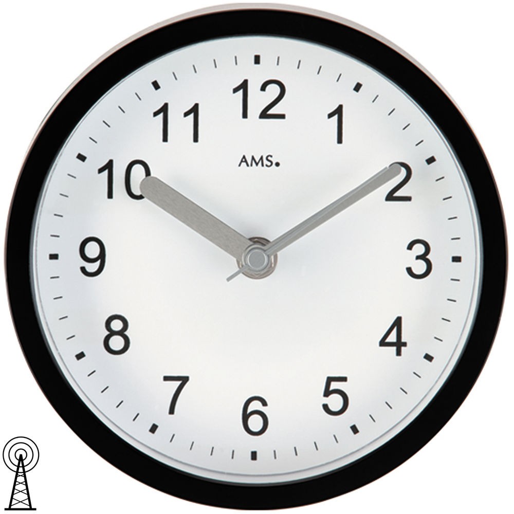 Wanduhr Tischuhr Badezimmeruhr Funk schwarz wasserdicht