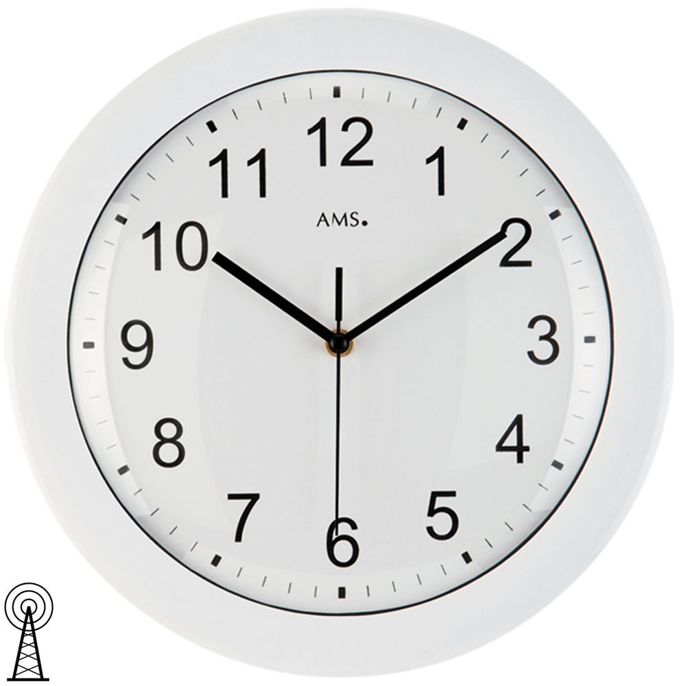 Funkwanduhr analog weiß rund schlicht