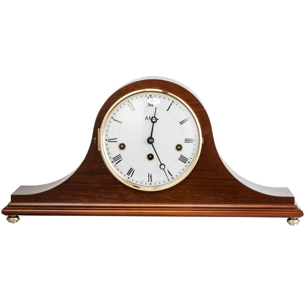 Tischuhr Kaminuhr mechanisch Holz nussbaum farben furniert