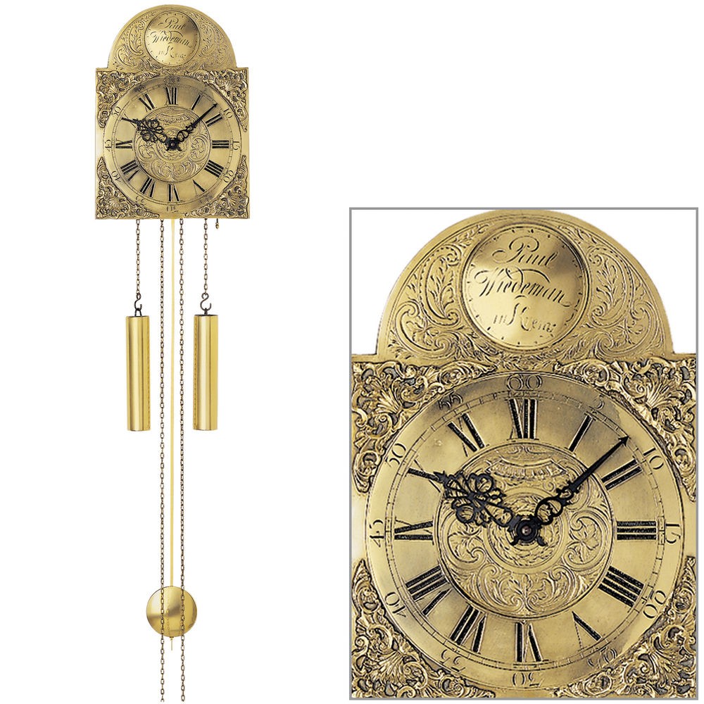 Wanduhr mit Pendel mechanisch Messing Altmessing Pendeluhr antik