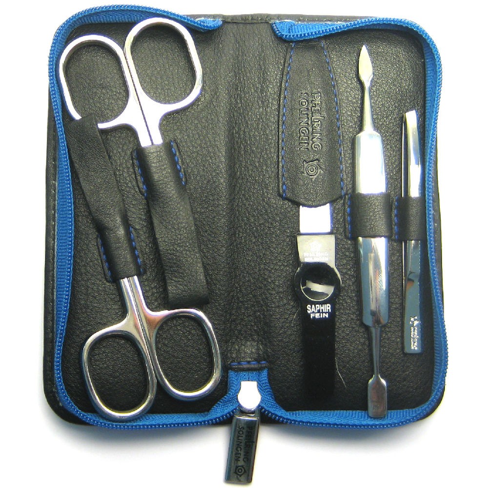 Pfeilring Maniküretui, Nappaleder schwarz, 5-teilige Bestückung