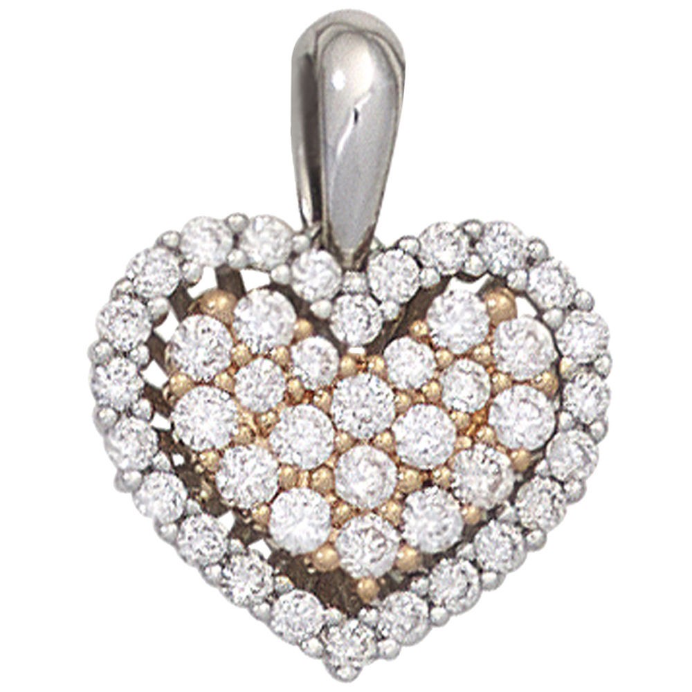 Anhänger Herz 585 Weißgold Rotgold bicolor 43 Diamanten Brillanten