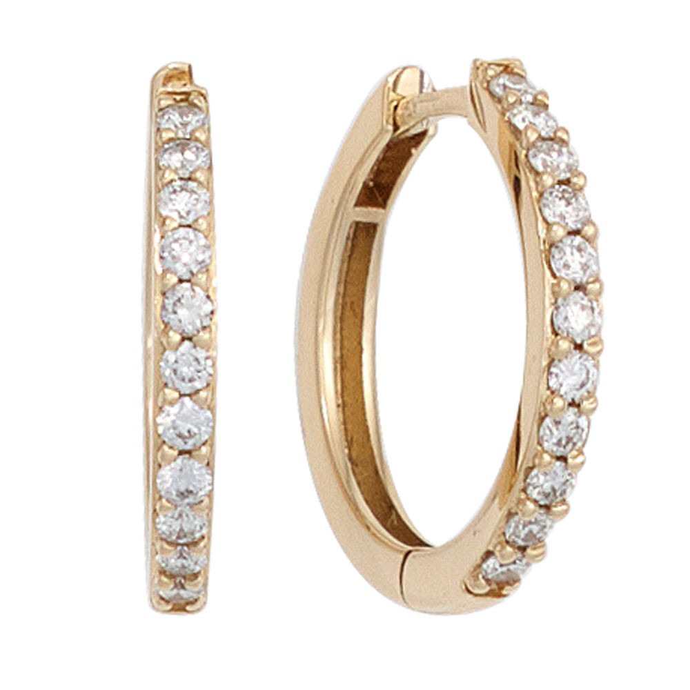 Creolen 585 Gelbgold 22 Diamanten Brillanten Ohrringe Diamantcreolen