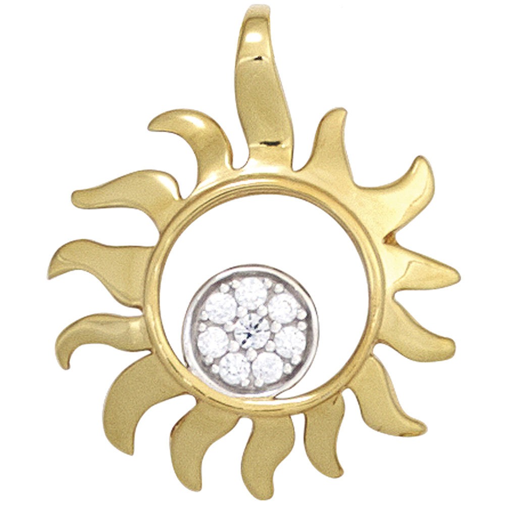 Anhänger Sonne 585 Gelbgold bicolor 8 Diamanten Brillanten 0,07ct.