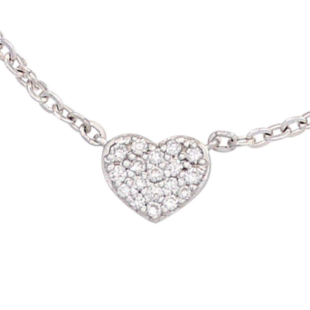 Collier Kette mit Anhänger Herz 585 Weißgold 26 Diamanten 45cm Halskette