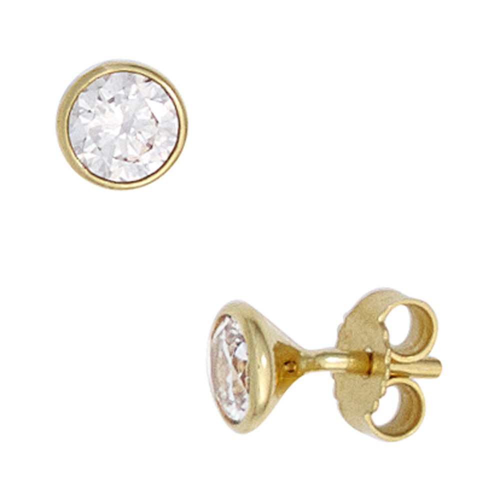 Ohrstecker rund 333 Gelbgold 2 Zirkonia Ohrringe Goldohrstecker