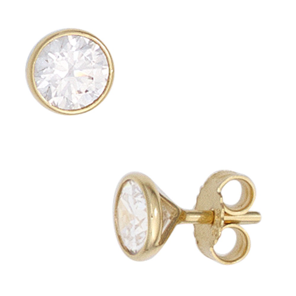 Ohrstecker rund 333 Gelbgold 2 Zirkonia Ohrringe Goldohrstecker