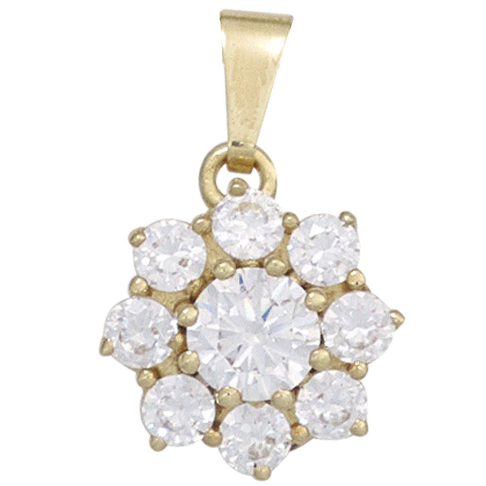 Anhänger 375 Gelbgold 9 Zirkonia Goldanhänger