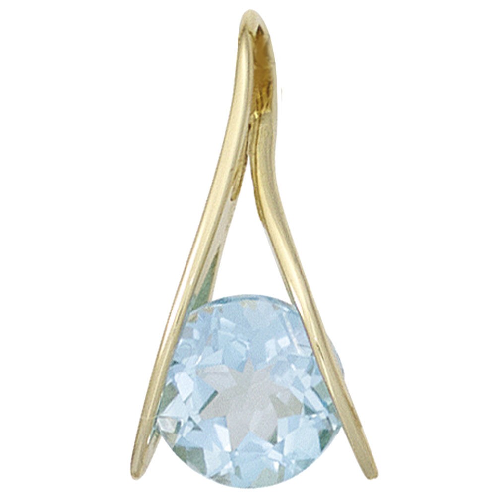 Anhänger 375 Gelbgold 1 Blautopas hellblau Goldanhänger