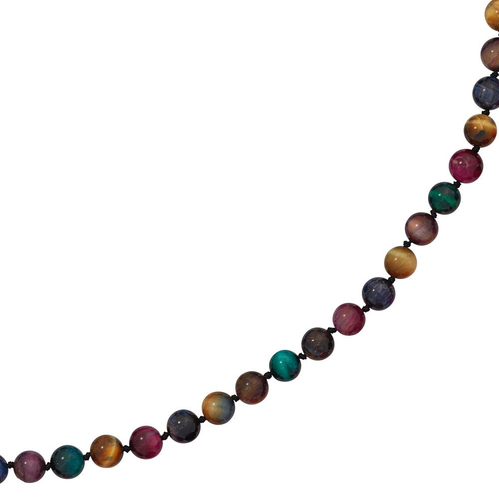 Collier Edelsteinkette Tigerauge bunt 45cm Halskette Kette Federring