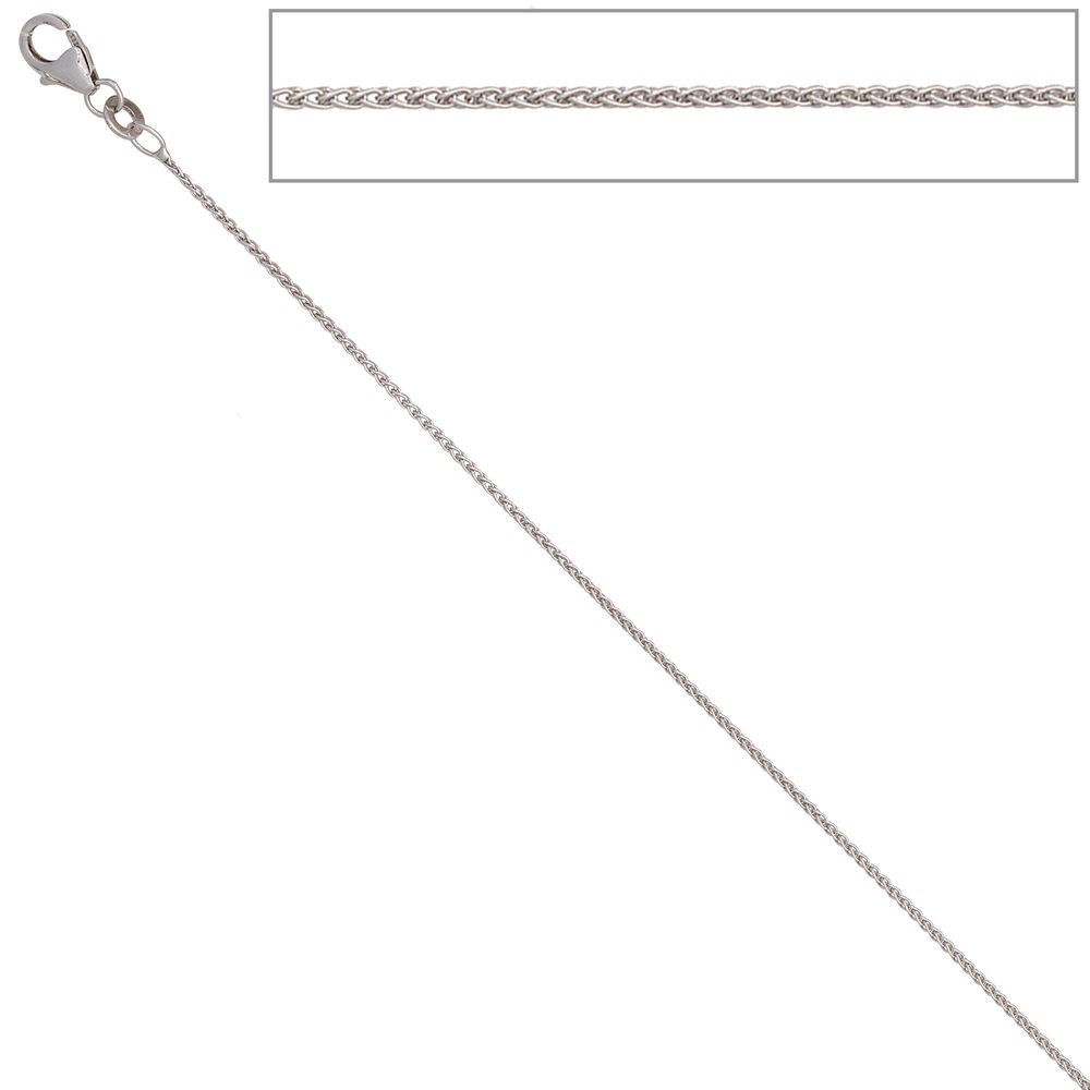 Zopfkette 333 Weißgold 1,0mm 42cm Gold Kette Halskette Weißgoldkette Karabiner