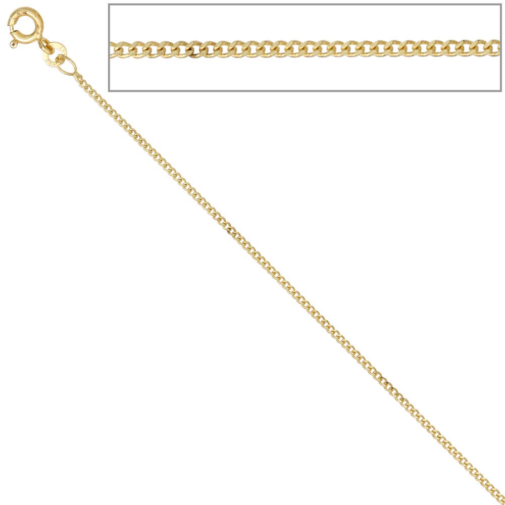 Panzerkette 333 Gelbgold 1,3mm 45cm Gold Kette Halskette Goldkette Federring