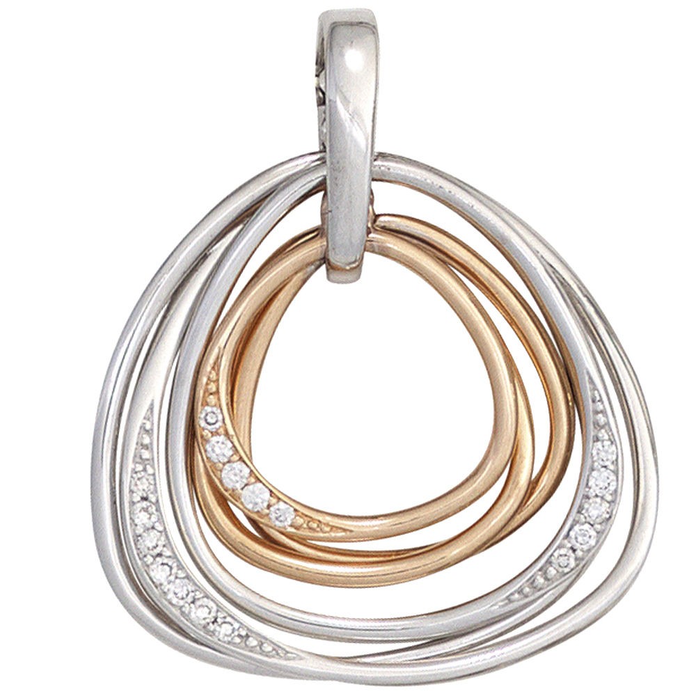 Anhänger 585 Weißgold Rotgold bicolor 17 Diamanten Brillanten