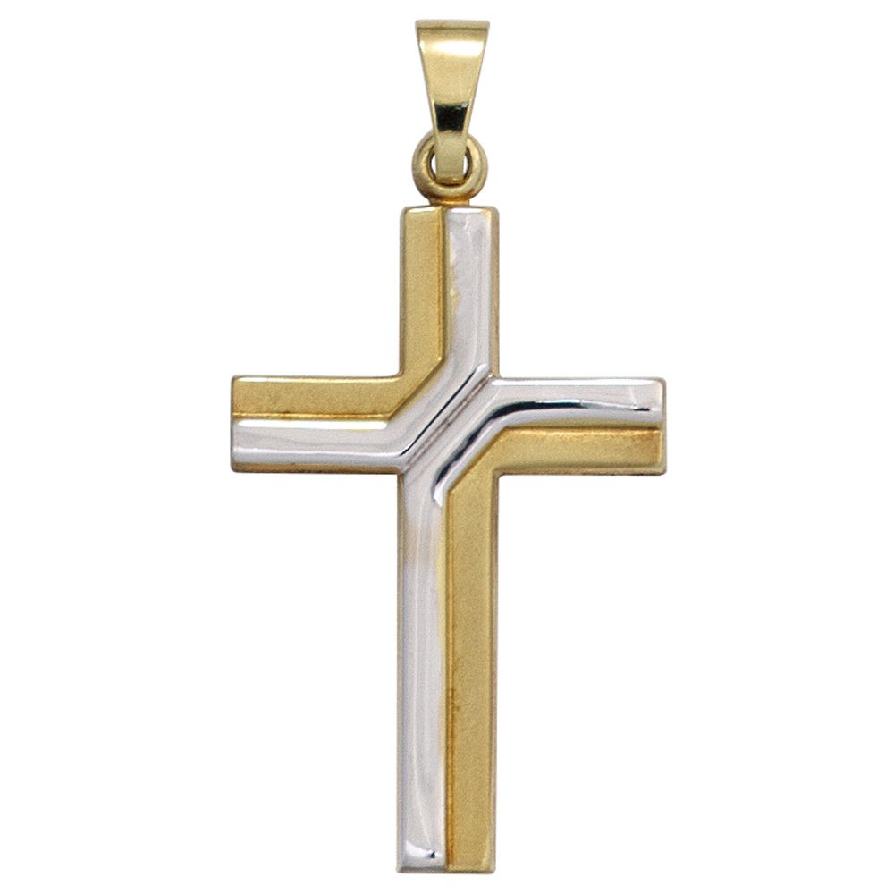 Anhänger Kreuz 333 Gelbgold bicolor mattiert Kreuzanhänger Goldkreuz