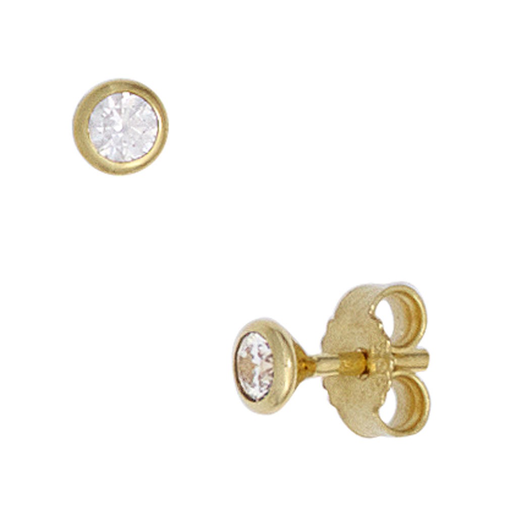 Ohrstecker rund 333 Gelbgold 2 Zirkonia Ohrringe Goldohrstecker