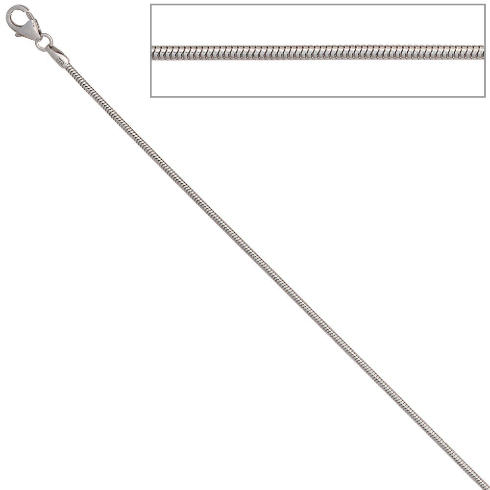 Schlangenkette 585 Weißgold 1,4mm 50cm Gold Kette Halskette Weißgoldkette