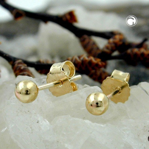 Ohrstecker 3mm Kugel hohl 375 Gold