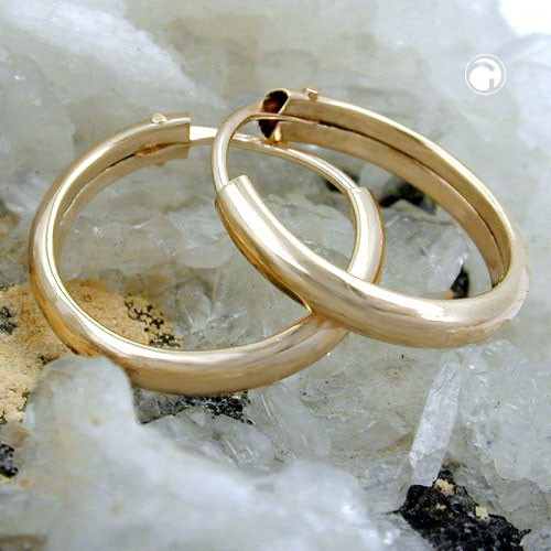 Creolen Ohrringe 13mm gewölbt glänzend 375 Gold